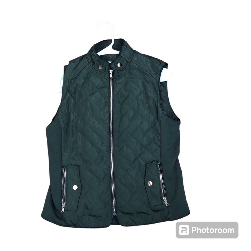 Cavalini Originals Faux Fur Puffer Zip Up Vest , Green, Petite Small